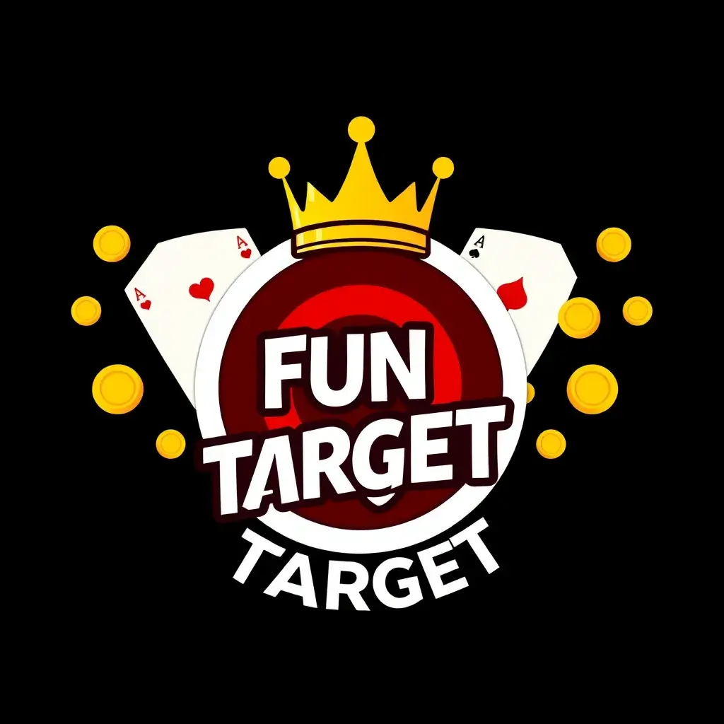 Fun Target logo with crown, playing cards and gold coins on dark background